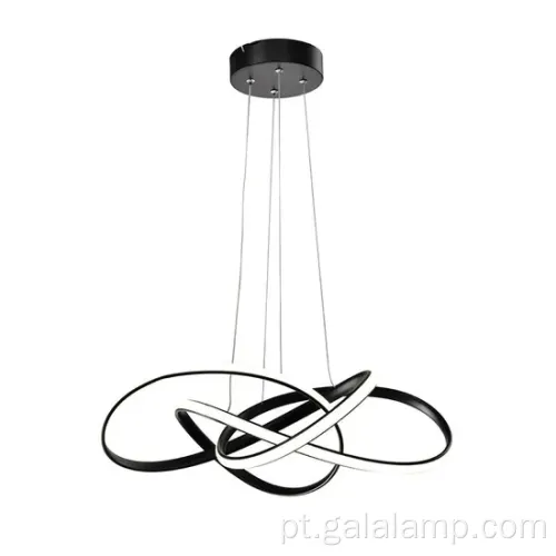 Lâmpada de suspensão linear de aço preto para salas de estar